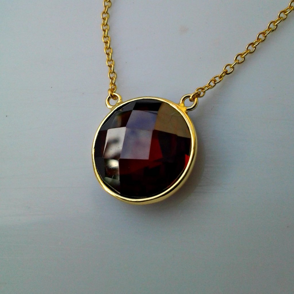 Garnet And Vermeil (Gold Over Sterling Silver )